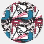 Blue And Red Collage Classic Round Sticker