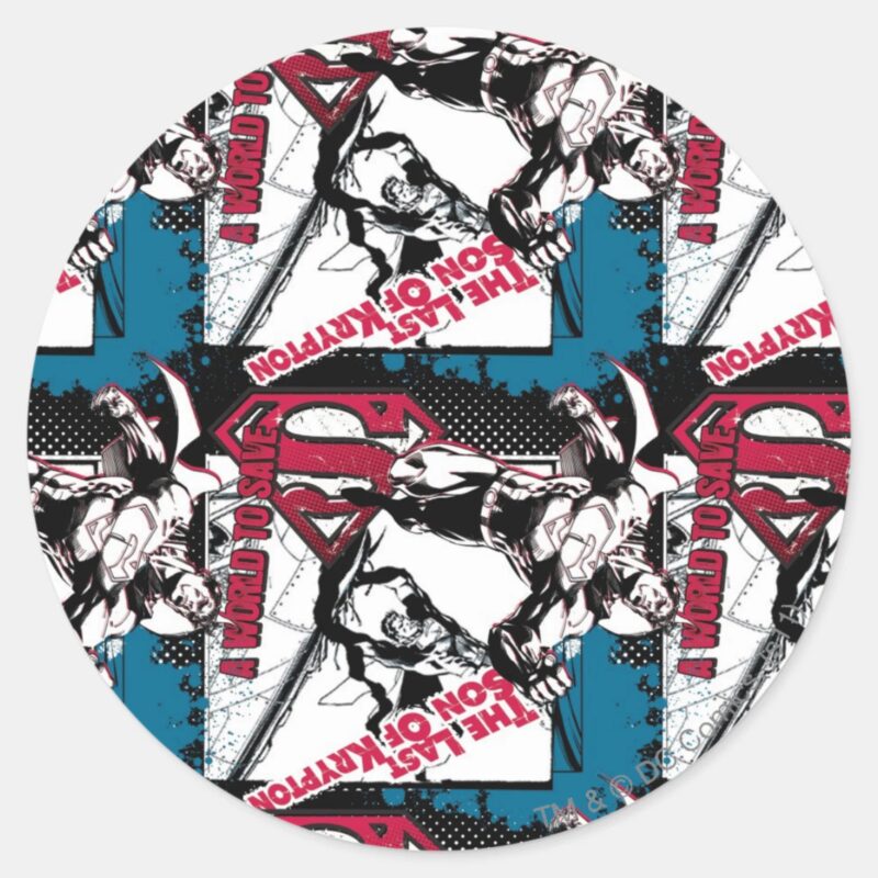 Blue And Red Collage Classic Round Sticker