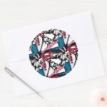Blue And Red Collage Classic Round Sticker