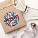 Blue And Red Collage Classic Round Sticker