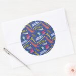 Blue And Red Pow Classic Round Sticker