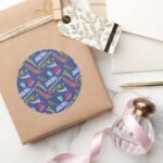 Blue And Red Pow Classic Round Sticker