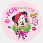 Bow Much Fun Classic Round Sticker