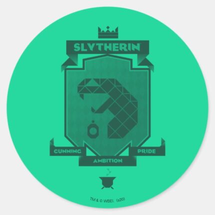 Brutalist SLYTHERIN™ Crest Classic Round Sticker