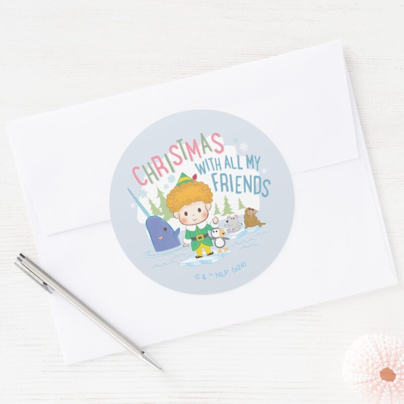 Buddy The Elf Christmas With All My Friends Classic Round Sticker