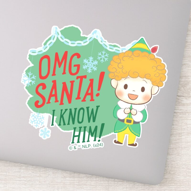Buddy The Elf OMG Santa I Know Him Sticker Buddy The Elf OMG Santa I Know Him Sticker