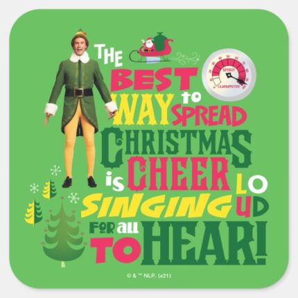 Buddy The Elf Christmas Cheer Graphic Quote Square Sticker