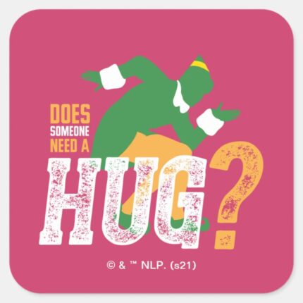Buddy The Elf Does Someone Need A Hug Square Sticker