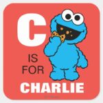 C Is For Cookie Monster Add Your Name Square Sticker
