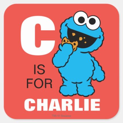 C Is For Cookie Monster Add Your Name Square Sticker