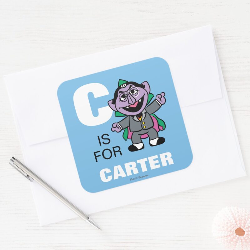 C Is For Count Von Count Add Your Name Square Sticker