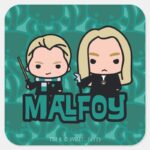 Cartoon Draco And Lucius Malfoy Character Art Square Sticker