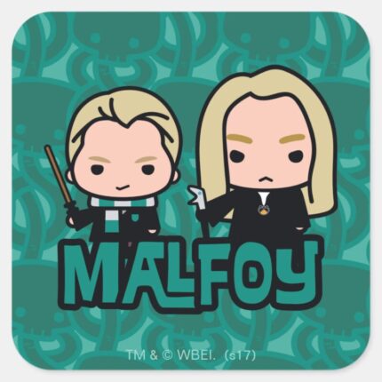 Cartoon Draco And Lucius Malfoy Character Art Square Sticker