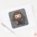 Cartoon Hagrid And Fang Character Art Square Sticker