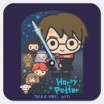 Cartoon Harry Potter Chamber Of Secrets Graphic Square Sticker