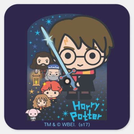 Cartoon Harry Potter Chamber Of Secrets Graphic Square Sticker