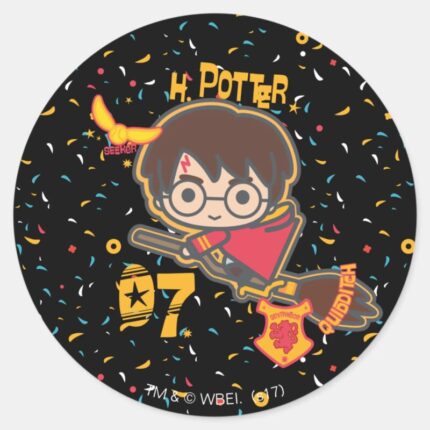 Cartoon Harry Potter Quidditch Seeker Classic Round Sticker