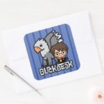 Cartoon Harry Potter And Buckbeak Square Sticker