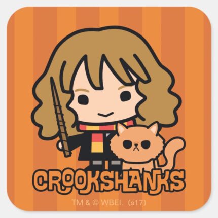 Cartoon Hermione And Crookshanks Square Sticker