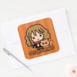 Cartoon Hermione And Crookshanks Square Sticker