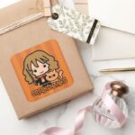 Cartoon Hermione And Crookshanks Square Sticker