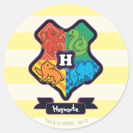 Cartoon Hogwarts Crest Classic Round Sticker