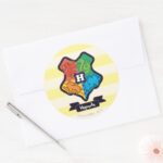 Cartoon Hogwarts Crest Classic Round Sticker