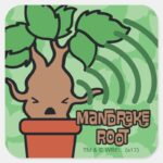 Cartoon Screaming Mandrake Character Art Square Sticker
