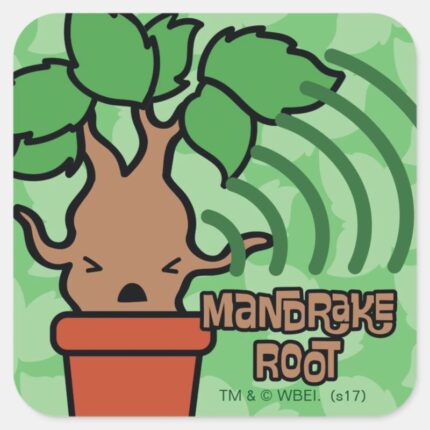 Cartoon Screaming Mandrake Character Art Square Sticker