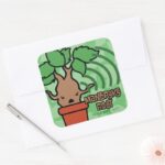 Cartoon Screaming Mandrake Character Art Square Sticker