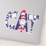 Cat In The Hat Cat Face Text Sticker