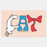 Cat In The Hat Cat Text Rectangular Sticker