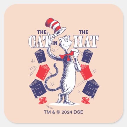 Cat In The Hat Reading Books Square Sticker