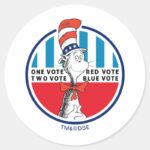 Cat In The Hat One Vote Two Vote Classic Round Sticker