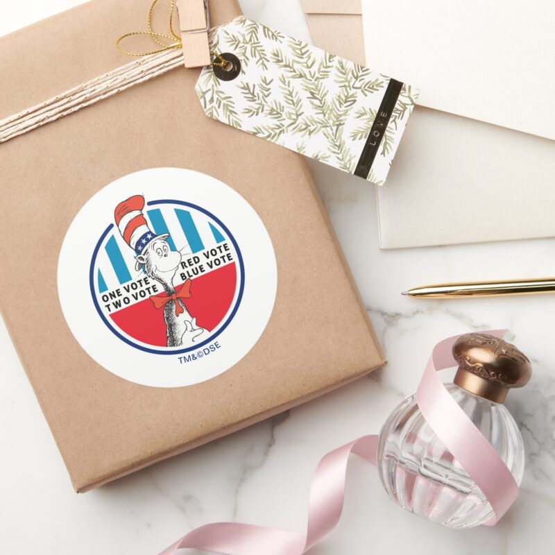 Cat In The Hat One Vote Two Vote Classic Round Sticker