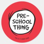 Cat In The Hat Preschool Thing Classic Round Sticker