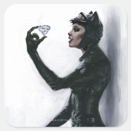 Catwoman Illustration Square Sticker