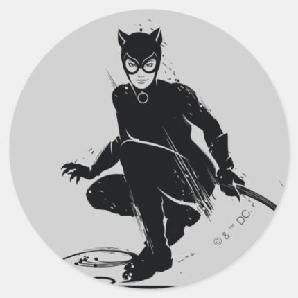 Catwoman Ink Brush Pose Classic Round Sticker