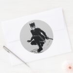 Catwoman Ink Brush Pose Classic Round Sticker