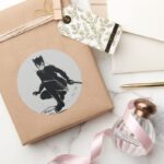 Catwoman Ink Brush Pose Classic Round Sticker