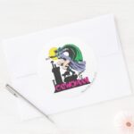 Catwoman Pink Name Classic Round Sticker