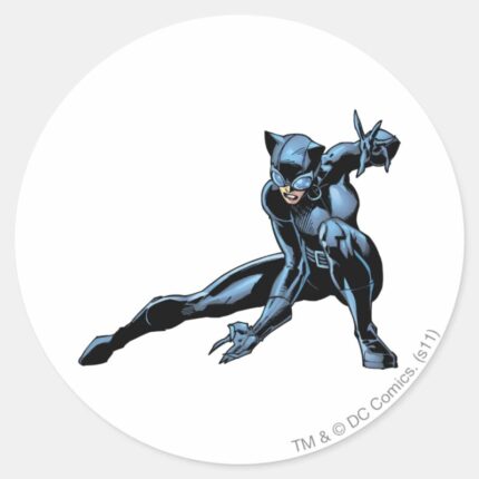 Catwoman Crouches Classic Round Sticker