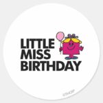 Celebrate Little Miss Birthday Classic Round Sticker