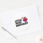 Celebrate Little Miss Birthday Classic Round Sticker