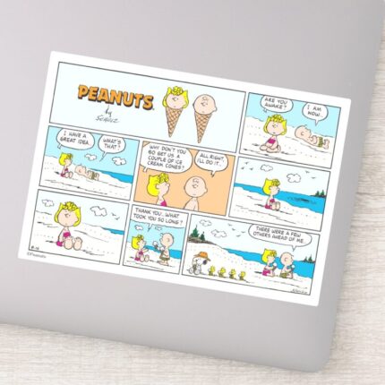 Charlie Brown Sally Ice Cream At The Beach Sticker