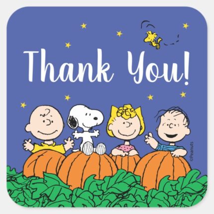 Charlie Brown And Gang Pumpkin 1st Birthday Square Sticker
