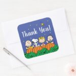 Charlie Brown And Gang Pumpkin 1st Birthday Square Sticker