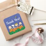 Charlie Brown And Gang Pumpkin 1st Birthday Square Sticker