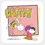 Charlie Brown And Lucy Football Comic Graphic Square Sticker