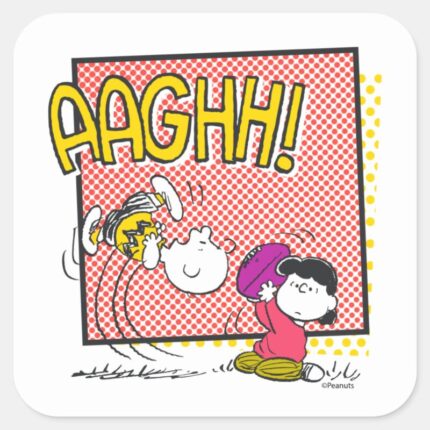 Charlie Brown And Lucy Football Comic Graphic Square Sticker